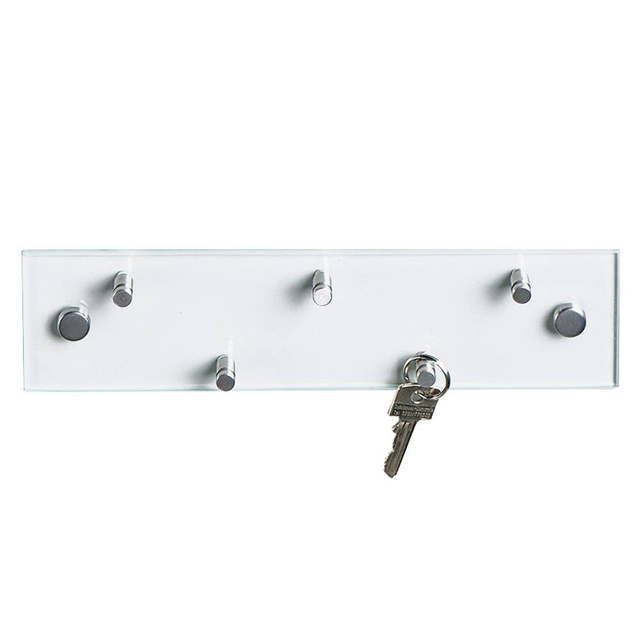 Cuier chei 30x8 cm + 5 carlige, sticla, inox, ZELLER