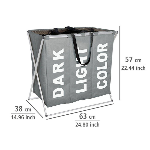 Containere pentru rufe TRIO GREY - până la 130 de litri, WENKO, gri