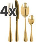 Un set de tacâmuri pentru 4 persoane, oțel inoxidabil, culoare aurie