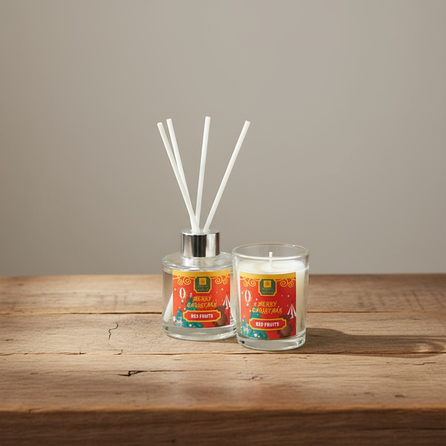 Set de parfum ulei 40 ml + lumânare, fructe roșii