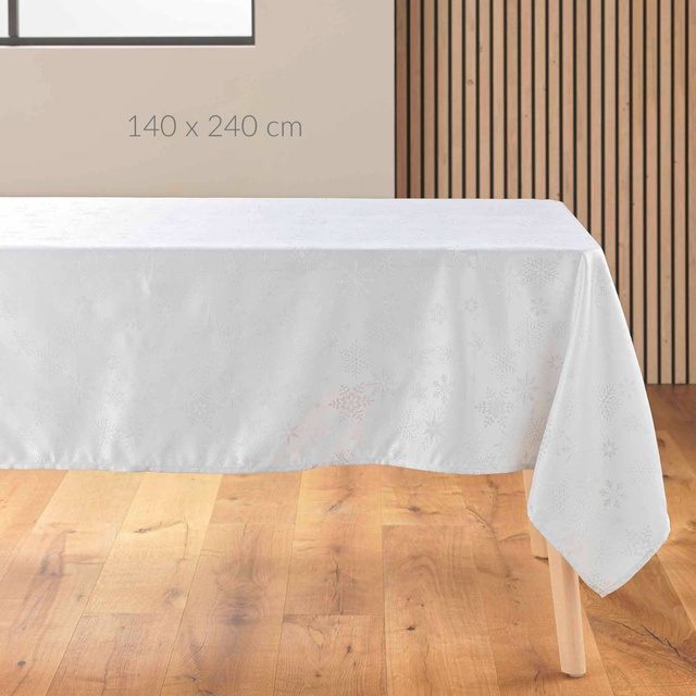 Fata de masa de Craciun Jacquard, FLOCONS, 140 x 240 cm