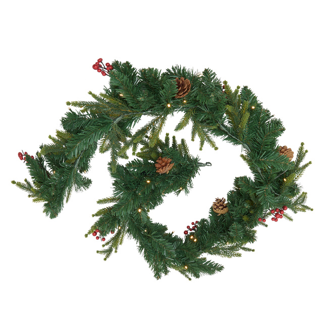 Ghirlandă de Crăciun, brad cu boabe și conuri, 180 cm