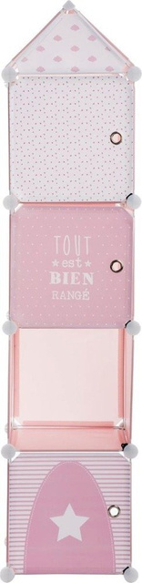 Organizator pentru obiecte mici pentru camera copiilor,  4 compartimente, 34 x 140 x 32 cm