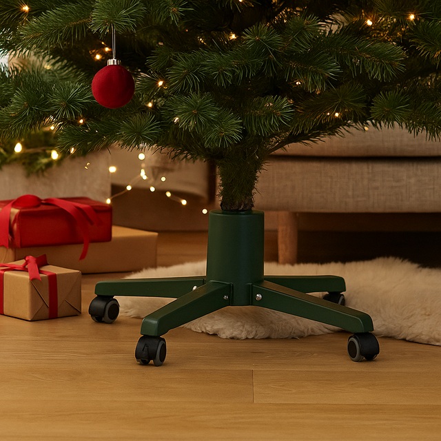 Suport metalic pentru brad cu roti, 20 x 54 cm