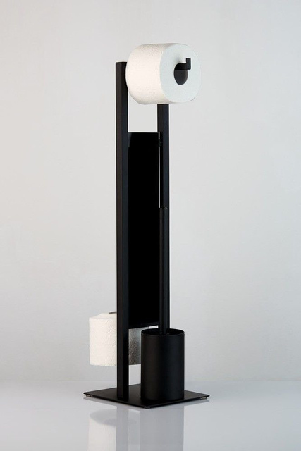 Suport pentru hârtie și perie de toaletă Rivalta, WENKO, negru