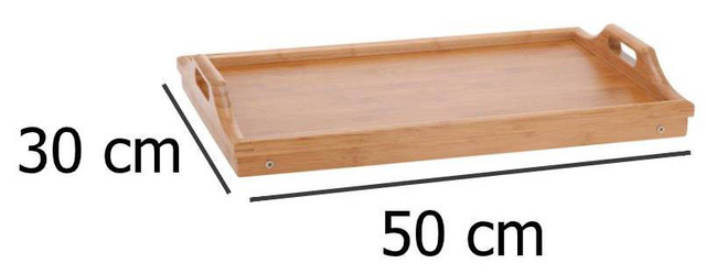 Mese de mic dejun, tavă din bambus cu picioare, 50x30 cm