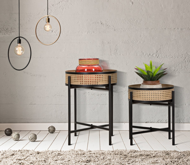 Set de măsuțe de cafea din metal FUJI, model vienez din împletitură