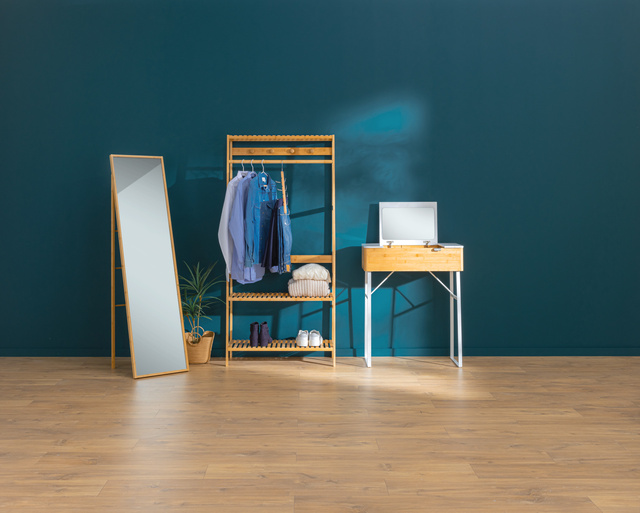 Oglindă de podea mare cu ramă din bambus, 41 × 160 cm