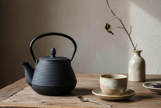 Ceainic din fontă cu infuzor YUKI, 1000 ml, negru