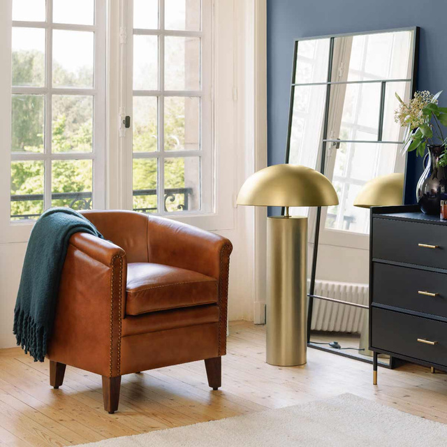 Lampă de podea pentru living CHAMPI, aurie, formă de ciupercă, înălțime 97 cm