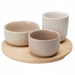 Set de boluri ceramice pentru gustări LINY pe un suport din bambus