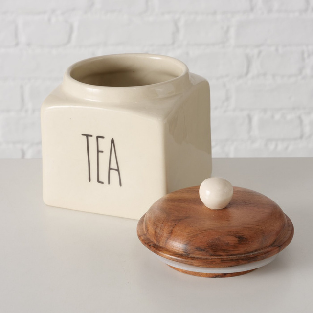 Recipient pentru alimente din ceramică, capac din lemn, SUGGY