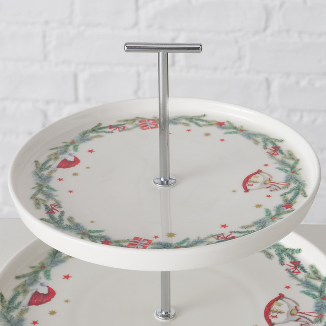 Pătratul cu două etaje cu model festiv FLORENZA, înălțime 22 cm