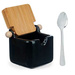 Zahărnita din ceramică cu capac din bambus și lingurită de metal, 190 ml