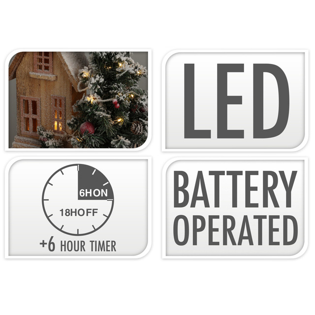 Casa de Craciun cu brad, LED, 44 cm