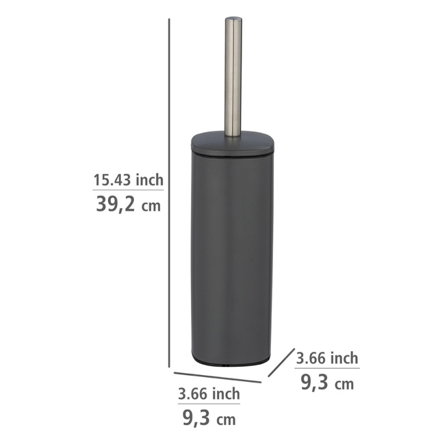 Perie de toaleta din otel vopsit ALASSIO, gri, cu maner argintiu, Wenko