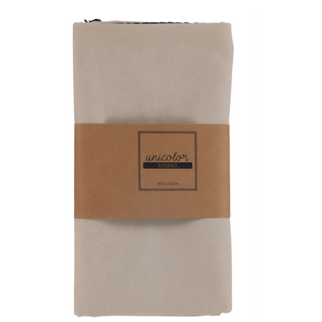 Runner de masa din bumbac in culoare neutra, 40 x 150 cm