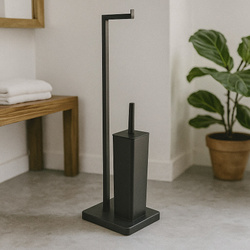 Suport pentru hârtie igienică cu perie de toaletă BALVO