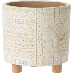 Ghiveci din ceramică cu suport din lemn, Ø 14 cm