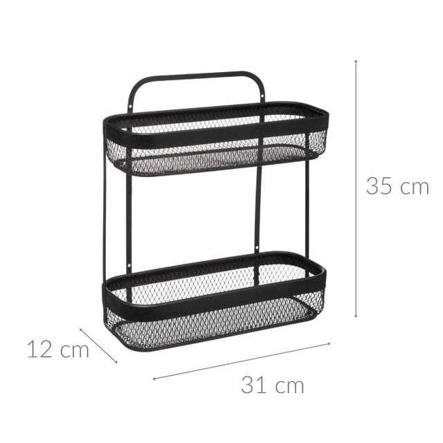 Raft de bucătărie din metal, 2 niveluri, negru