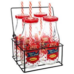 Set de Crăciun MERRY X-MASS: 4x borcan, suport metalic