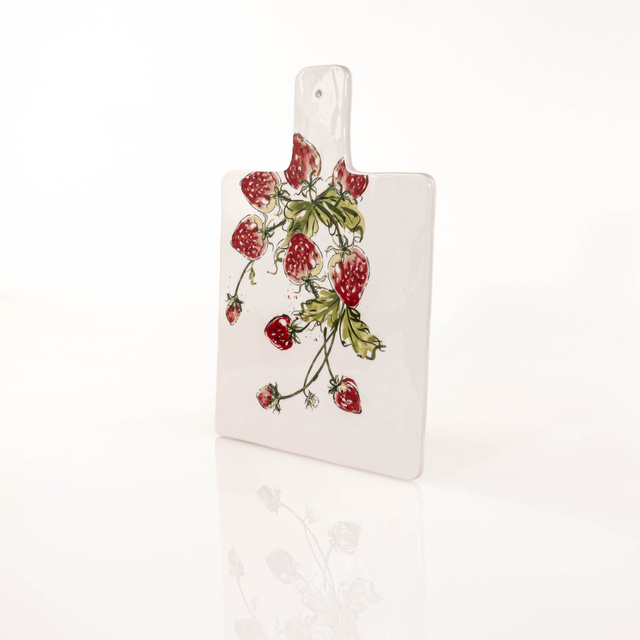 Placa de servire si taiere Strawberry, model cu capsuni, 34 x 24 cm