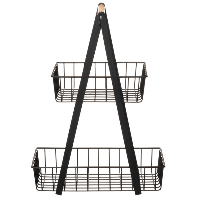 Etajeră dublă pentru depozitare cu mâner din bambus