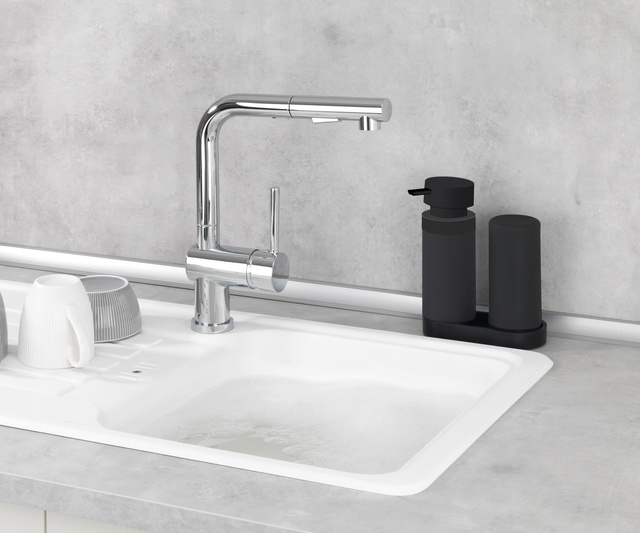 Dispenser săpun și recipient din silicon pentru lichide, set 2-în-1 pentru bucătărie sau baie - 250 ml, WENKO