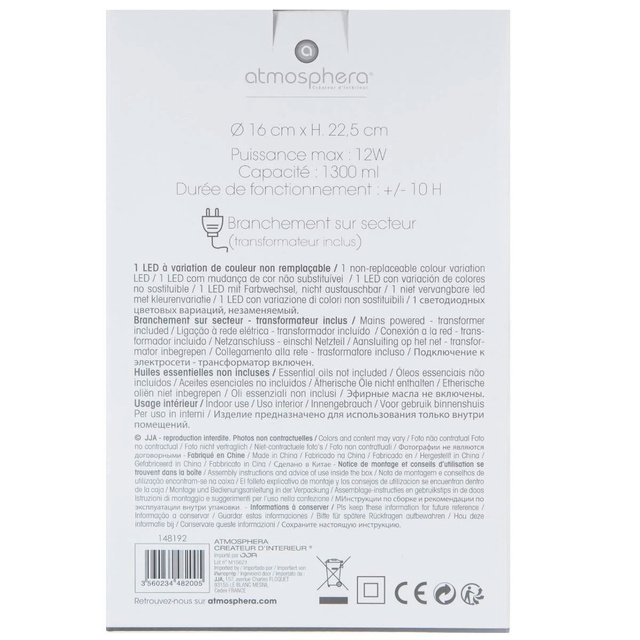 Difuzor de uleiuri esențiale 2 în 1 cu cablu de alimentare, lampă cu LED care schimbă culoarea