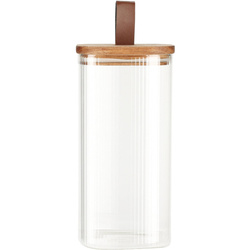 Borcan din sticla cu capac din lemn, inchidere ermetica