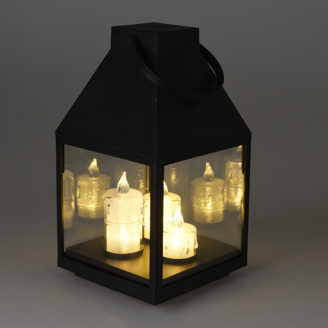 Lanterna cu trei lumânări LED, 25 cm