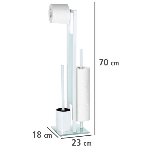 Suport pentru hârtie igienică și perie pentru toaletă, RIVALTA WHITE - 3 în 1, WENKO, alb