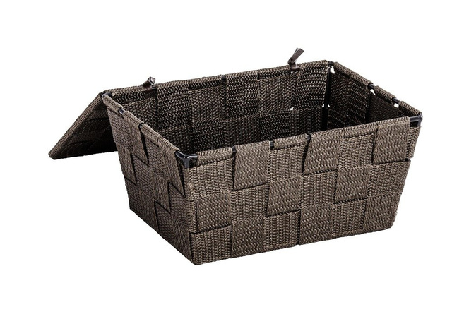 Coș cu capac pentru depozitare ADRIA, WENKO, maro închis