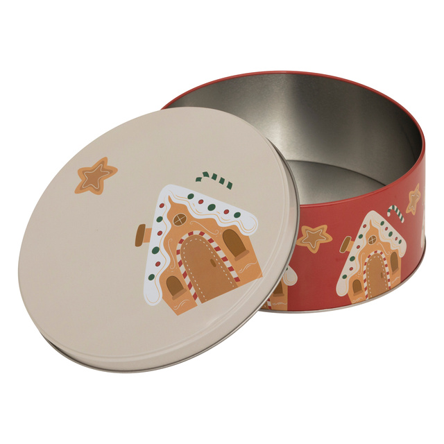 Recipient rotund pentru biscuiți, metal, 3 bucăți, roșu