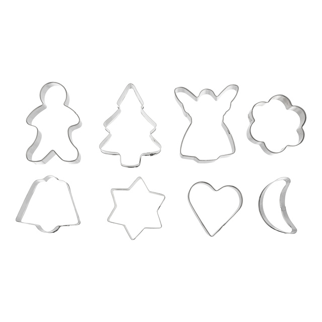 Set 8 forme pentru decupat prajituri cu cutie metalica, pentru Craciun