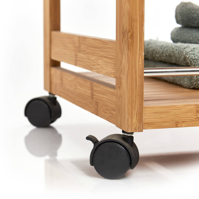 Cărucior de bucătărie din bambus cu 3 niveluri, 46 x 38 x 76 cm, bambus