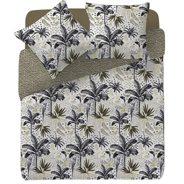 Cearsaf de plapuma CUBA, bumbac, model frunze tropicale, 240 x 220 cm