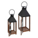 Felinare din lemn cu cadru metalic si maner, 2 bucati