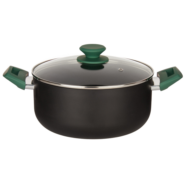 Oală din aluminiu Ø 24 cm cu capac din sticlă