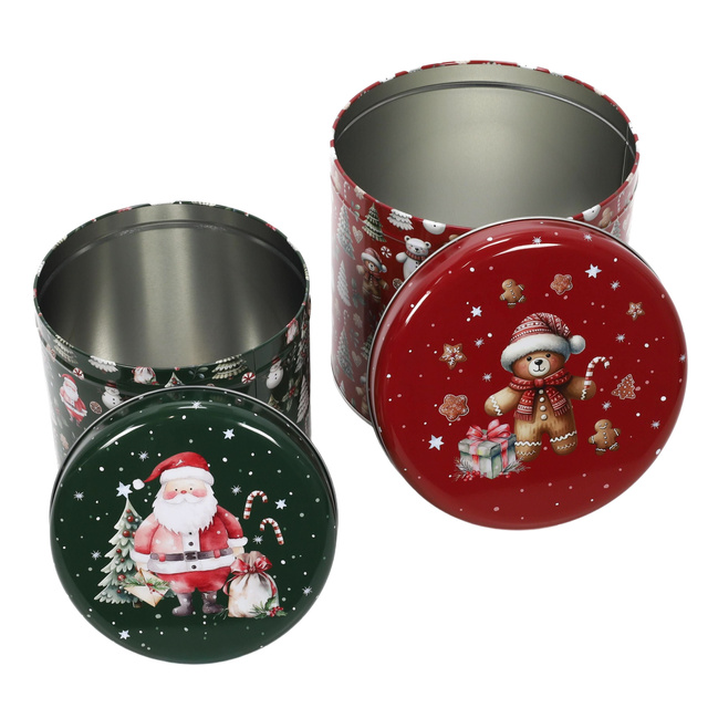 Set de recipiente metalice pentru sărbători, în dimensiuni diferite, 2 buc., roșu