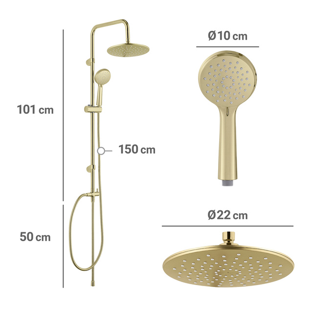 Coloană de duș YOUNG auriu, 3 funcții