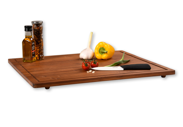 Blat de taiere cu picioare antiderapante, bambus inchis la culoare, 50 x 56 cm