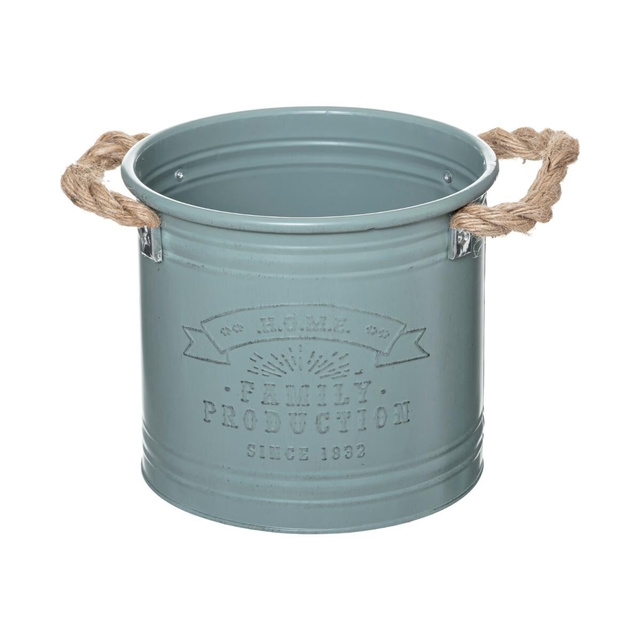 Ghivece metalice cu mânere de sfoară, 3 buc, gri