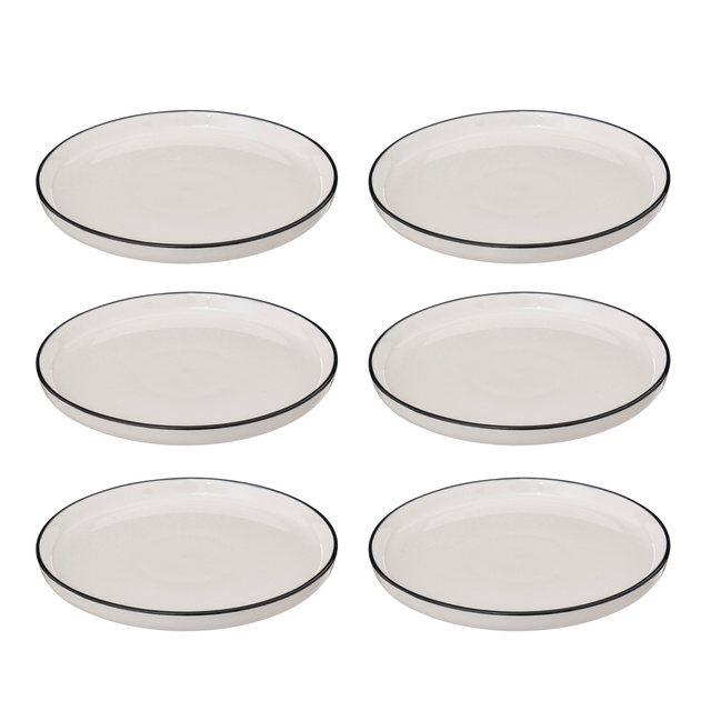 Farfurii desert ALIX, margine neagră, 6 buc. × Ø 20 cm