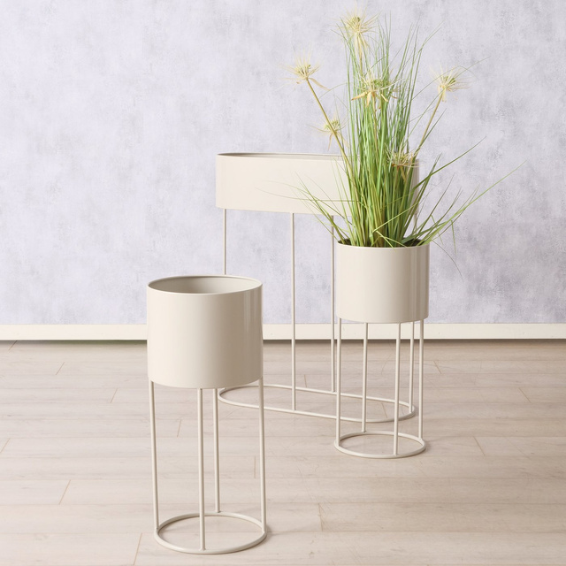 Set 3 suporturi pentru flori Aurela, alb