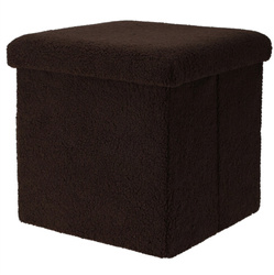 Taburet bouclé cu spațiu de depozitare BINI, 38 x 38 x 38 cm