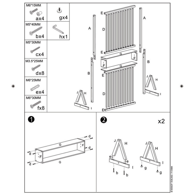 Paravan pliabil cu raft, bambus, 72 x 178 cm, Kailua, WENKO