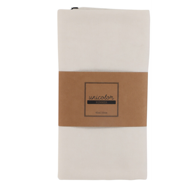 Runner de masa din bumbac in culoare neutra, 40 x 150 cm