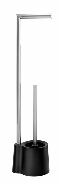 Set  suport pentru role de toaletă cu suport si perie de toaletă, negru, AVOLA WENKO