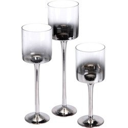 Set de candele, 3 bucăți, culoare transparentă cu negru